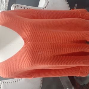 Free people orange vneck  pullover sweater size large